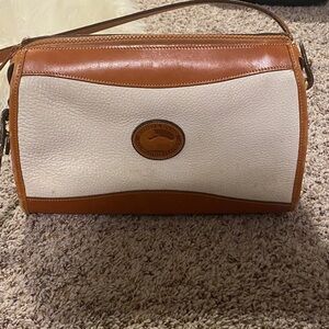 Vintage Dooney & Bourke Brown and White Leather Shoulder Bag